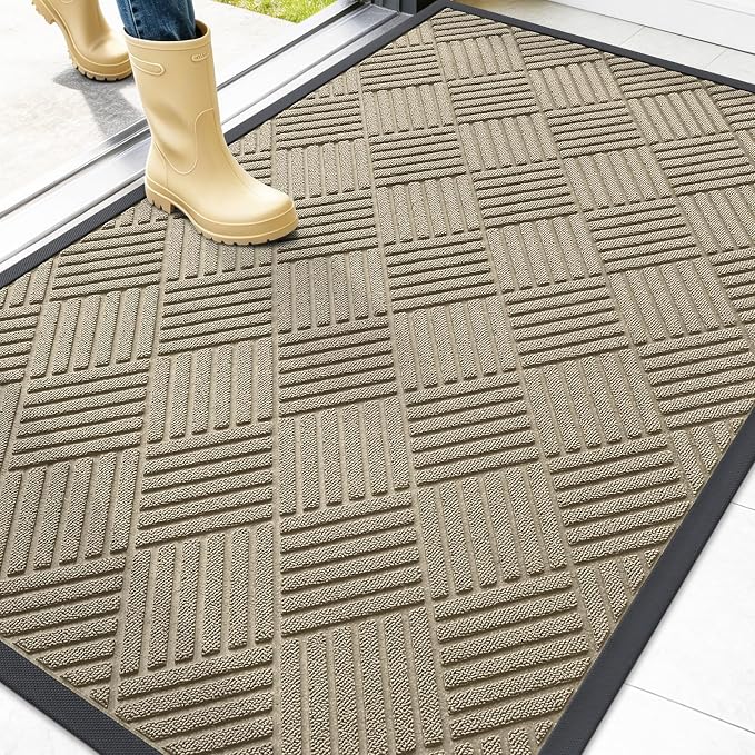 OLANLY Front Door Mat Outside Entrance 47x32, Heavy Duty Sturdy Natural Rubber by OLANLY