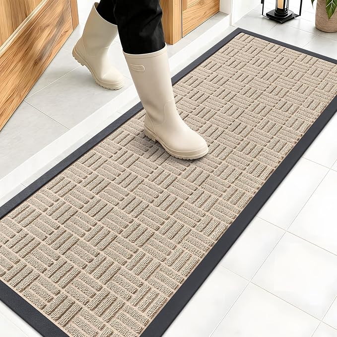 OLANLY Front Door Mat Outside Entrance 47x17, Heavy Duty Sturdy Natural Rubber by OLANLY