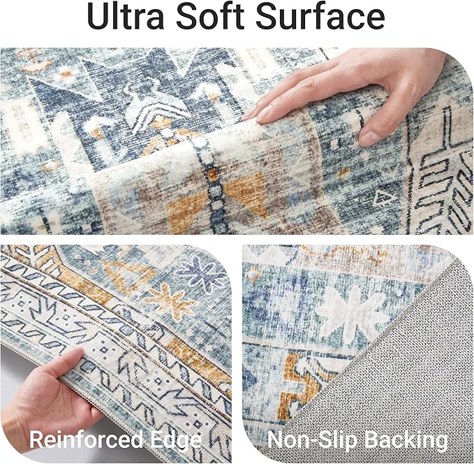 befbee 9x12 Area Rug, Ultra-Thin Washable Rugs - Image 3