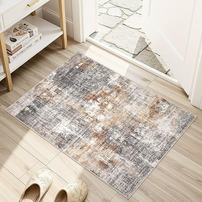 DMOYEST 2x3 Entryway Area Rug: Washable Neutral Modern Abstract Small Rug by DMOYEST