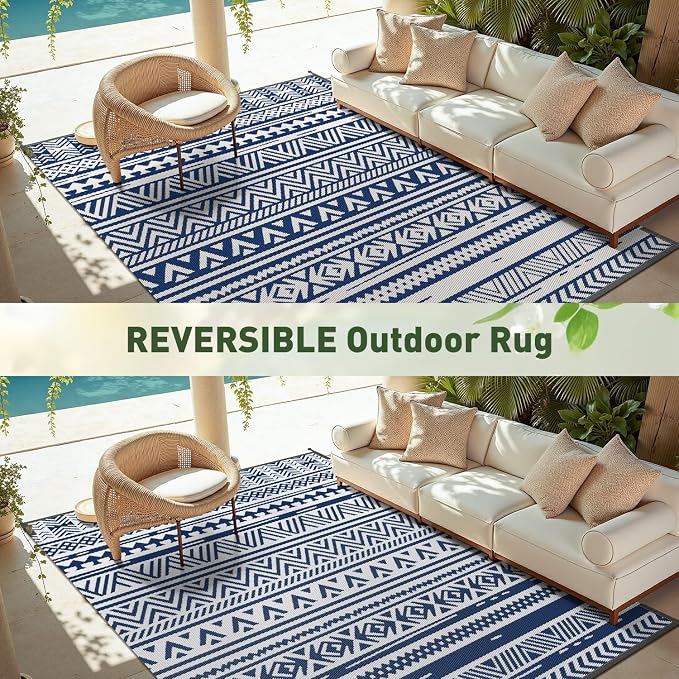 MontVoo Outdoor Rug 8x10 Waterproof Outdoor Patio Rug Mat Reverisble Plastic - Image 7