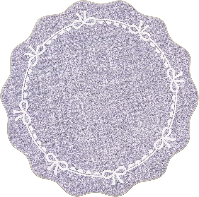 GarveeHome Scalloped Bow Rug for Living Room, 6ft Round Rugs Washable Solid - Image 4