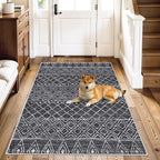 Black Non Slip Moroccan 3x4 Washable Area Rug | Soft Stain-resistant Mat - Image 2