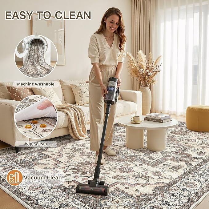 10x12 Area Rugs Living Room: Washable Vintage Rug Large Non-Slip Stain - Image 5