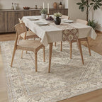 DCX Machine Washable Brown and Beige Area Rug 8x10, Non Slip Stain Resistant - Image 3