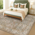 Hazo Haus Vintage Moss Green Living Room Rug, 7x10 Washable Large Area Rugs - Image 6