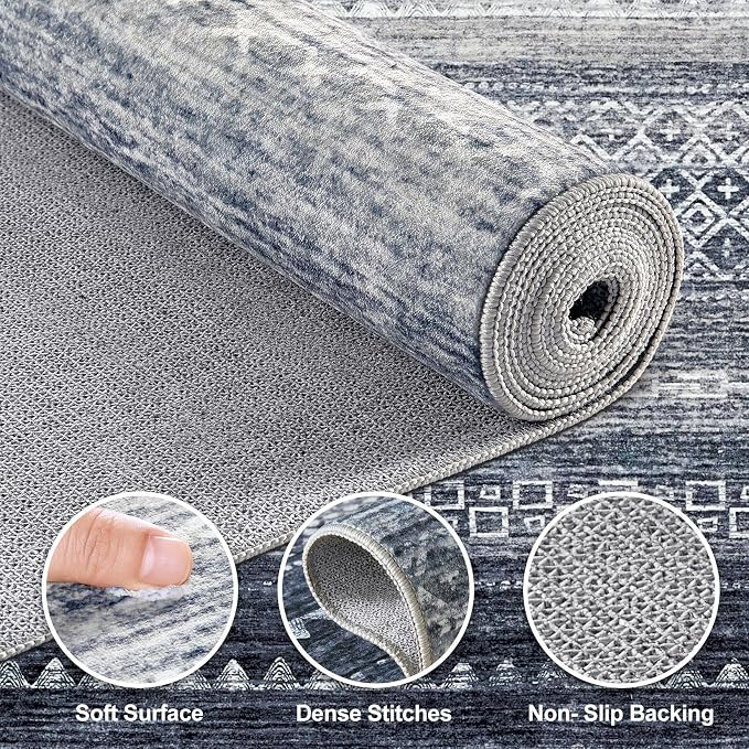 Nakagishi 12x15 Area Rug Living Room: Washable Boho Large Neutral Modern Soft - Image 3