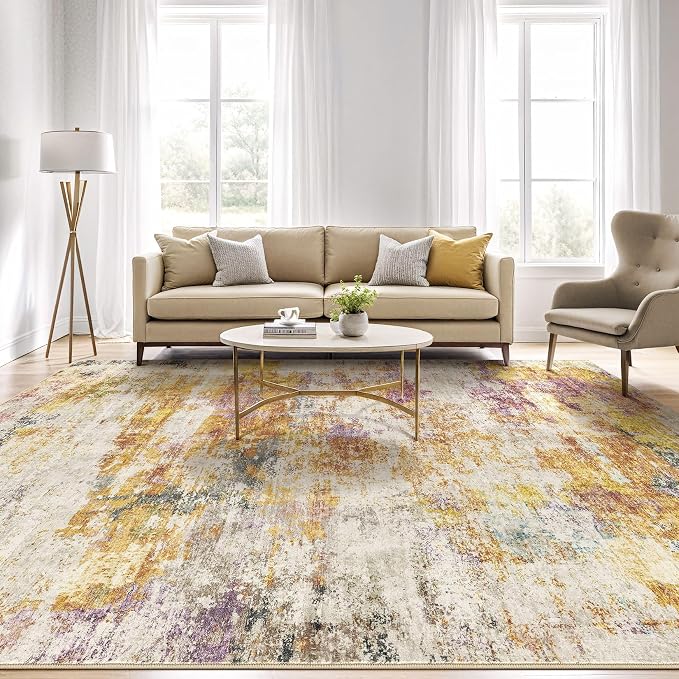10x13 Area Rug Living Room: Washable Large Abstract Modern Soft Stain Resistant - Image 5