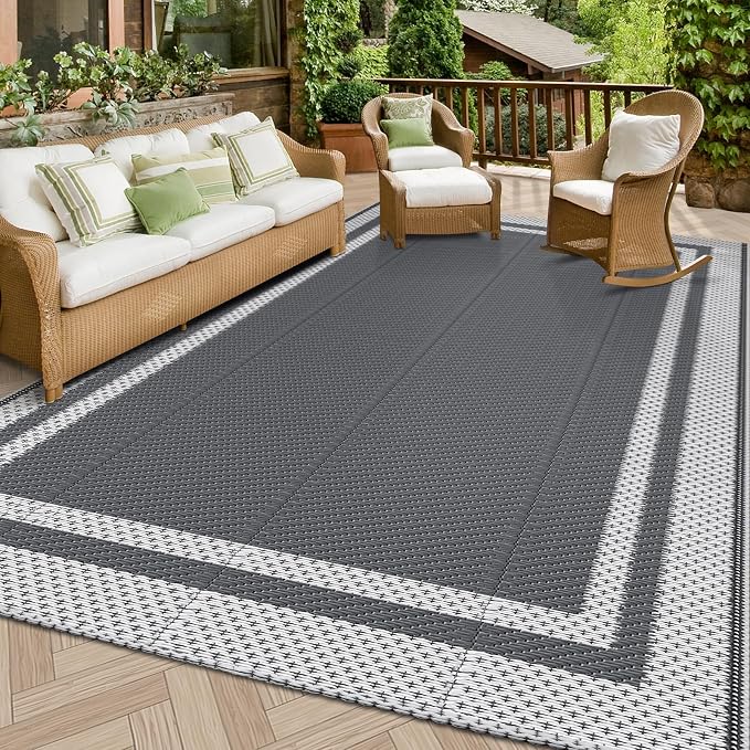 HappyTrends Outdoor Rug Reversible Portable Plastic Straw Camping Rugs by HappyTrends
