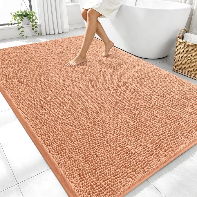 OLANLY Large Bathroom Rugs 70x46, Extra Soft Absorbent Chenille Bath Rugs by OLANLY
