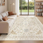 befbee 5x7 Area Rug for Living Rooms, Stain Resistant Neutral Washable Rugs for by Befbee