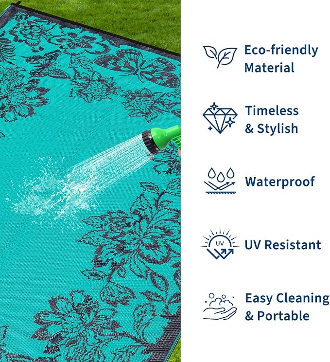 Garvee Outdoor Rugs 9' x 12’ Waterproof Reversible Mats, Large Area Plastic - Image 2