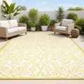 JONATHAN Y Vintage Filigree Indoor Outdoor Area Rug 8X10 Cream/Yellow, Madrid by JONATHANY