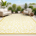 JONATHAN Y Vintage Filigree Indoor Outdoor Area Rug 4X6 Cream/Yellow, Madrid by JONATHANY
