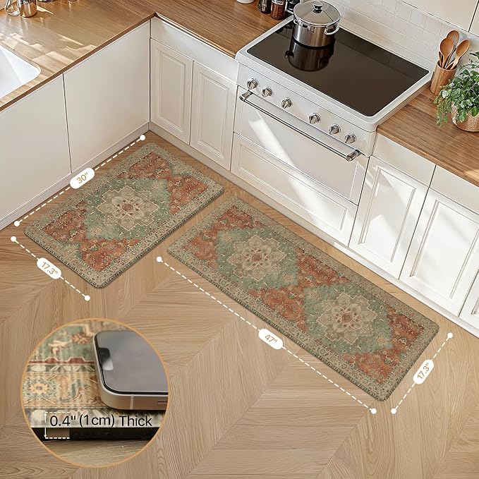 GENIMO Kitchen Mats for Floor 2PCs, Washable Anti Fatigue Mat for Cushioned - Image 2