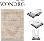 2x6 Washable Neutral Runner Rug Beige Vintage Hallway Kitchen Carpet Non-Slip - Image 2