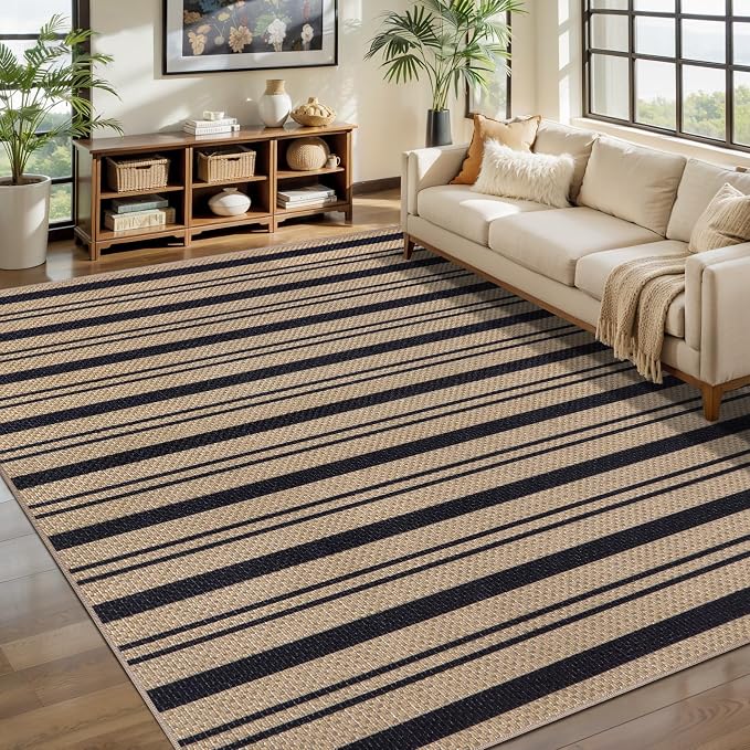 Tangsoo Stripe Easy Jute Rug 5x7 Large Washable Area Rugs - Image 2