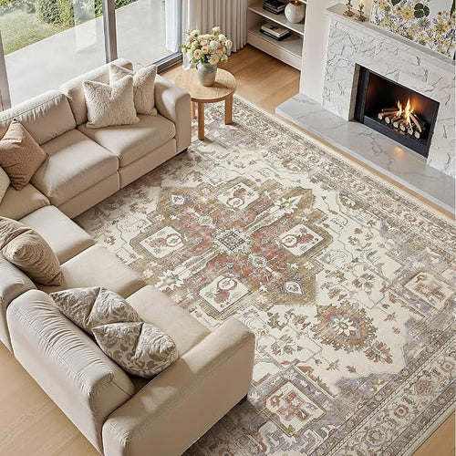 10x12 Washable Area Rugs for Living Room, Large Rug Non Slip Backing Vintage - Image 2