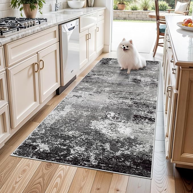4x6 Washable Non-Slip Area Rug – Modern Abstract Neutral Small Carpet by BYYVOORugsforYourHome