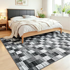 Terrug Black and White Checkered Rug - Image 3