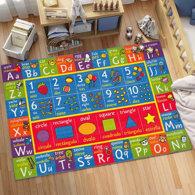 KC Cubs Bilingual Educational Kids Rug – English & Spanish ABC Alphabet - Image 2