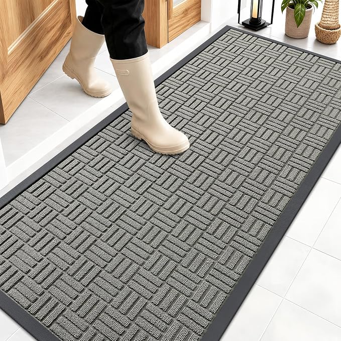OLANLY Front Door Mat Outside Entrance 59x23, Heavy Duty Sturdy Natural Rubber by OLANLY