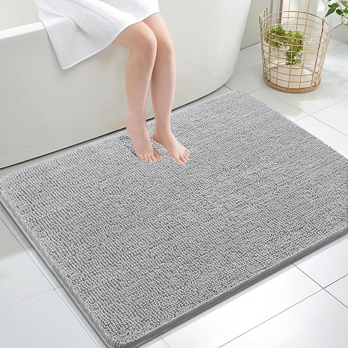 OLANLY Large Bathroom Rugs 40x32, Extra Soft Absorbent Chenille Bath Rugs by OLANLY