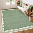 GarveeHome Scalloped Sage Green Washable Rugs 10x13 Rug - Image 2