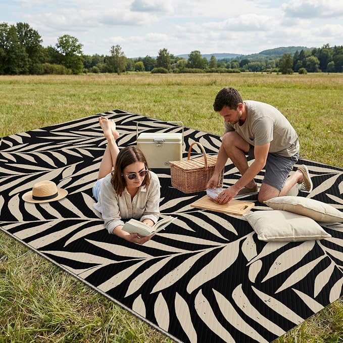 Smiry Outdoor Rug 5x8 ft, Waterproof Reversible Plastic Straw Rugs, Outdoor - Image 4