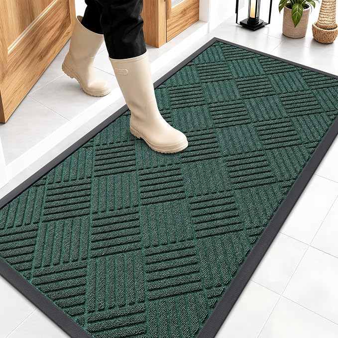 OLANLY Front Door Mat Outside Entrance 47x23, Heavy Duty Sturdy Natural Rubber by OLANLY