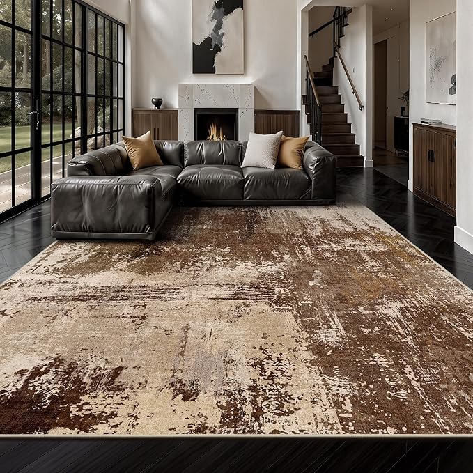 9x12 Area Rugs - Modern Abstract Washable Rug, Ultra Soft Non Slip Low Pile by Yarooge