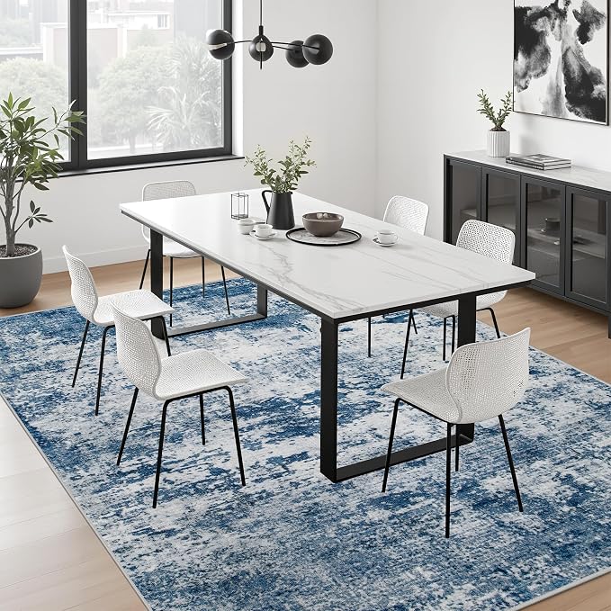 4x4 Area Rug Living Room Rug: Washable Modern Abstract Soft Thin Rug Indoor - Image 4