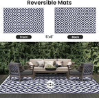 Smiry Waterproof Outdoor Rug 5x8 ft, Reversible Plastic Straw Patio Camping Rugs - Image 3