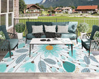 Lahome Floral Indoor Outdoor Rug 8x10, Non Slip Outdoor Patio Rug - Image 5