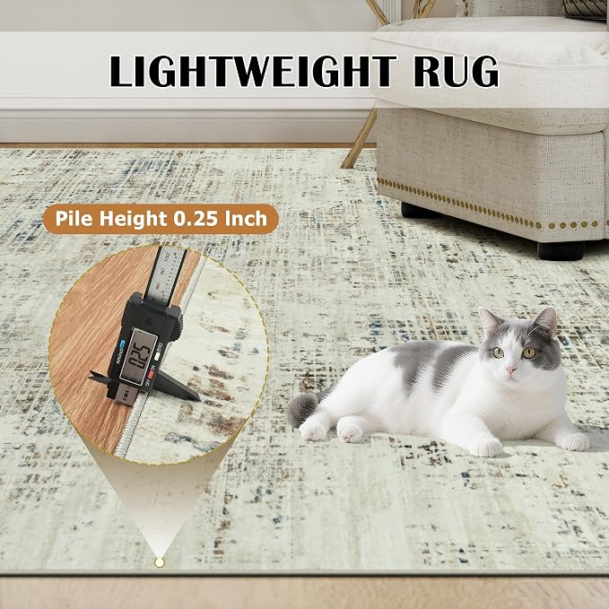 6x9 Area Rugs for Living Room Washable Rug: Anti-Skid Abstract Modern Living - Image 6