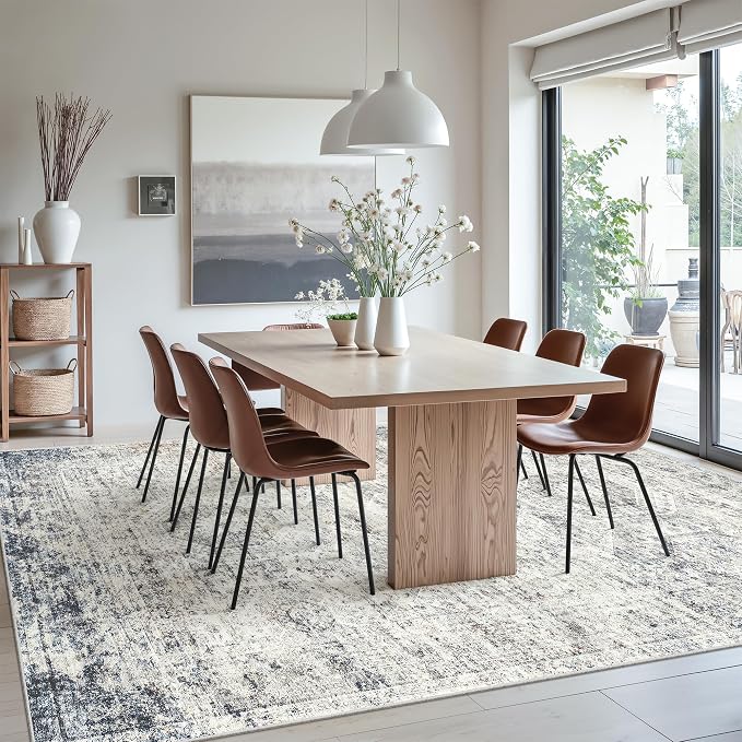 Soalmost 7x10 Area Rug for Living Room Washable Abstract Vintage Soft Thin - Image 4