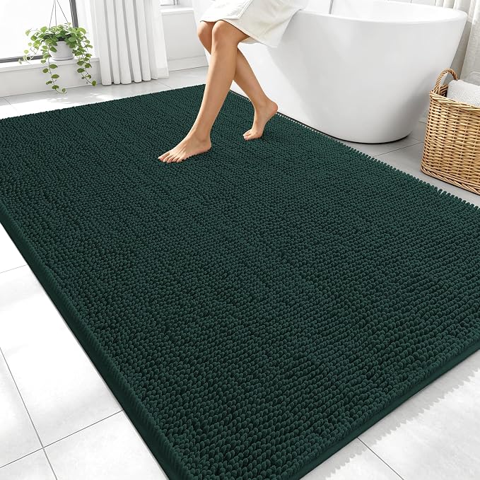 OLANLY Large Bathroom Rugs 70x46, Soft Absorbent Chenille Bath Rugs, Rubber by OLANLY