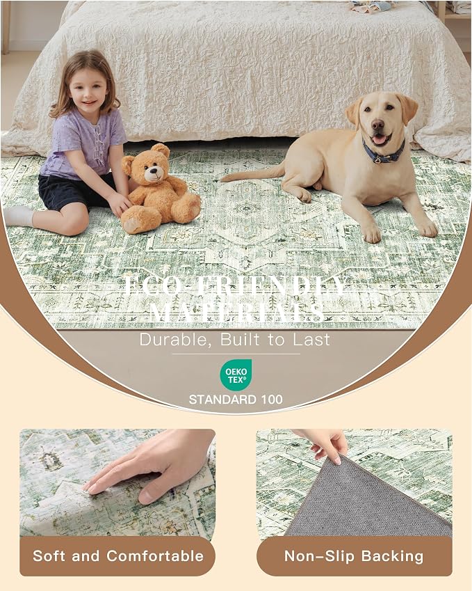 Madane Runner Rug 2x8, Washable Hallway Runner Rugs, Non-Slip Low-Pile Soft - Image 5