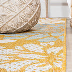 JONATHAN Y Floral Textured Weave Indoor Outdoor Area Rug 4X6 Yellow/Cream - Image 7