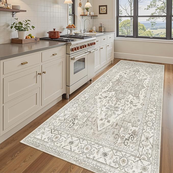 Madane Hallway Runner Rug 4x8 Wide: Washable Thin Runners by Madane