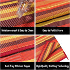 Outdoor Plastic Straw Rug Waterproof Patio 9x12 Red Orange Stripe Mat - Image 7