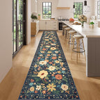 DUKINO 2.6x14 Kitchen Runner Rug, Lightweight Floral Washable Rug - Image 3