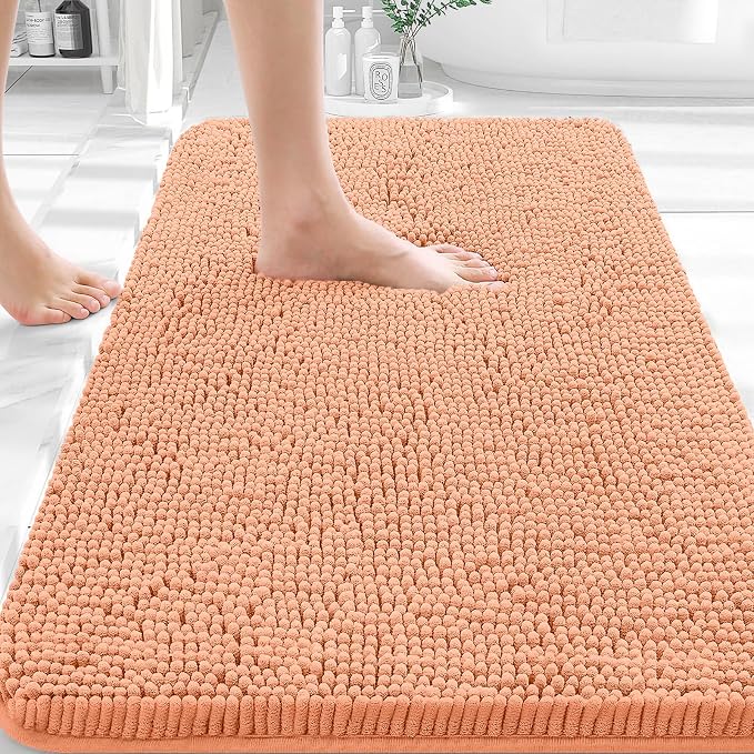 OLANLY Bathroom Rugs 35x24, Extra Soft Absorbent Chenille Bath Rugs, Rubber by OLANLY