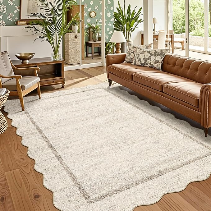 GarveeHome Scalloped 3x5 Washable Rug by GarveeHome
