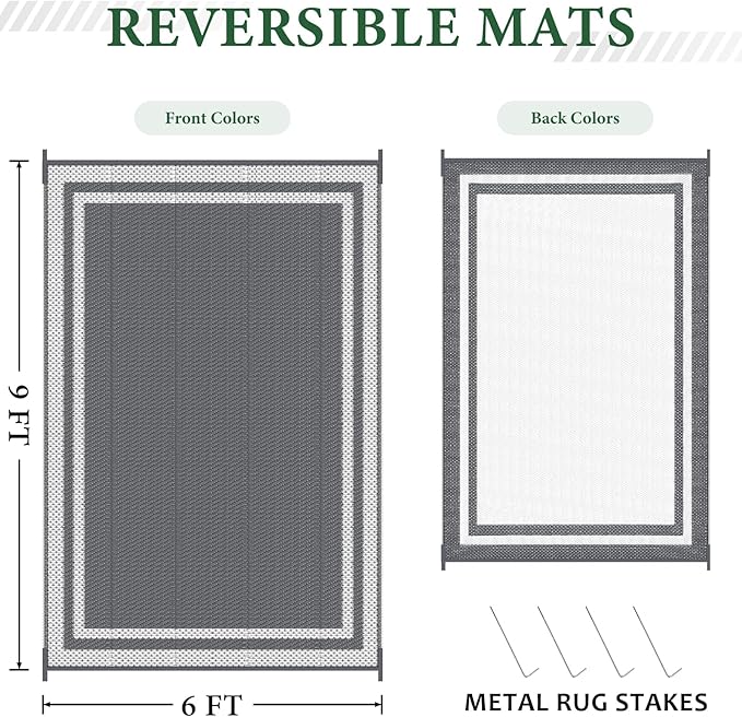 HappyTrends, Outdoor Rug, Patio Rug, Reversible Portable Plastic Straw Rug - Image 2