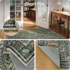 GENIMO 10x14 Washable Area Rug, Non-Slip Vintage Boho Floral Carpet, Large Area - Image 4
