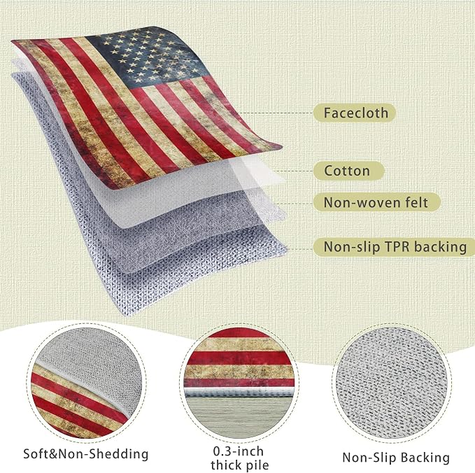 Vintage American Flag Area Rugs 5x7 Washable Area Rugs - Image 4