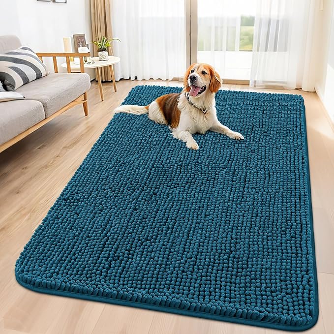 Smiry Dog Door Mat for Muddy Paws 59x35, Absorbent Dirt Trapper, Non-Slip by Smiry