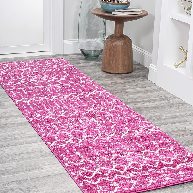 JONATHAN Y Boho Vintage Diamond Fuchsia/Ivory Runner Rug 2X8 ft, Moroccan Hype by JONATHANY