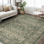 Vintage Washable Area Rug for Living Room, Low Pile 9x12 Non Slip Carpet - Image 3